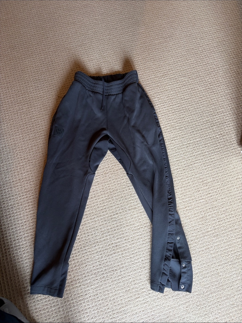 Bits Black Snap-Detail Track Pants